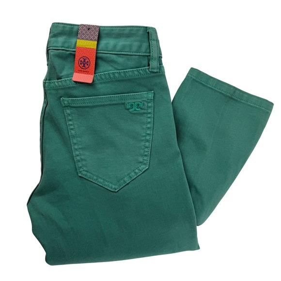 Tory Burch Denim - Tory Burch Alexa Cropped Skinny Jeans Viridian Green Size 27